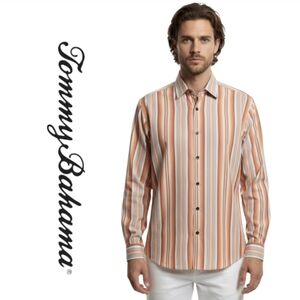 100% Silk Tommy Bahama Button Down Shirt Large NWT Long Sleeve Island Tropical